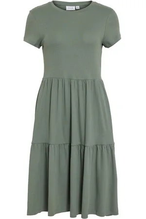 VILA A Maniche Corte Vestito Midi