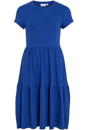 VILA A Maniche Corte Vestito Midi