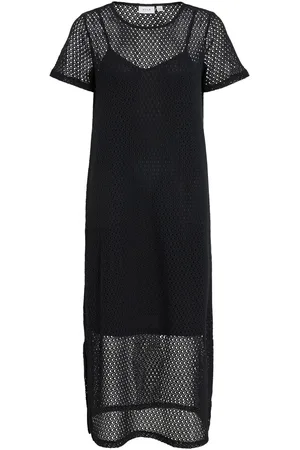 VILA A Maniche Corte Vestito Midi