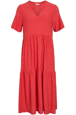 VILA A Maniche Corte Vestito Midi