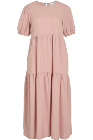 VILA Visummer Maniche Corte Vestito Midi