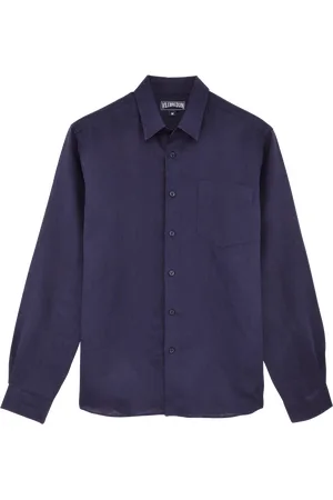 Vilebrequin Camicia Uomo In Lino Tinta Unita