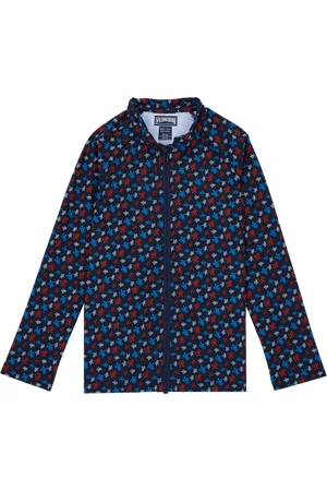 Vilebrequin Rash Guard Bambini A Maniche Lunghe Con Zip Micro Ronde Des Tortues