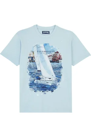 Vilebrequin T-shirt Uomo In Cotone White Sailing Boat