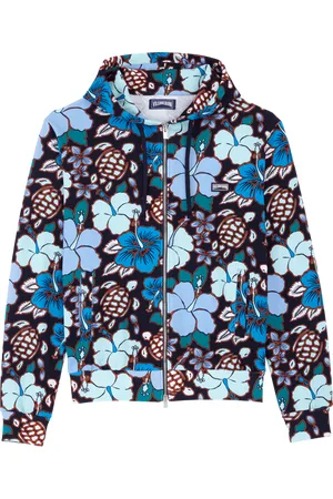 Vilebrequin Felpa Uomo Con Cappuccio E Zip Intera Tropical Turtles