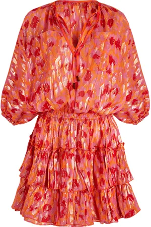 Vilebrequin Vestito Donna In Seta Con Volant New Leopard