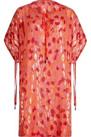 Vilebrequin Caftano Donna Taglio Quadrato In Seta New Leopard