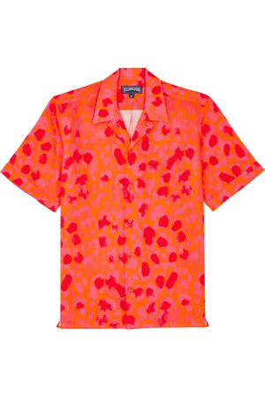 Vilebrequin Camicia Bowling Uomo In Lino New Leopard