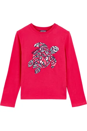 Vilebrequin Maglia A Maniche Lunghe Bambina Con Stampa In Rilievo Tribal Turtles