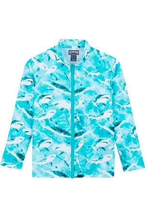 Vilebrequin Rash Guard Bambino A Maniche Lunghe Con Zip Requins