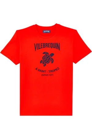 Vilebrequin T-shirt Uomo In Cotone Con Logo In Rilievo
