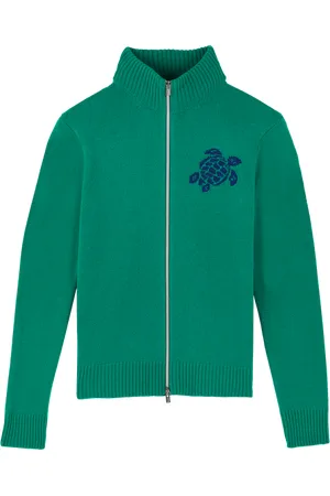 Vilebrequin Felpa Uomo In Lana E Cashmere Con Zip Intera Turtle