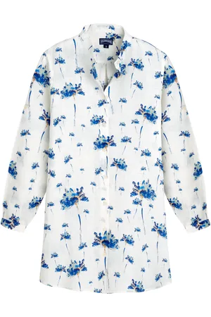 Vilebrequin Chemisier Donna In Lino Herbier