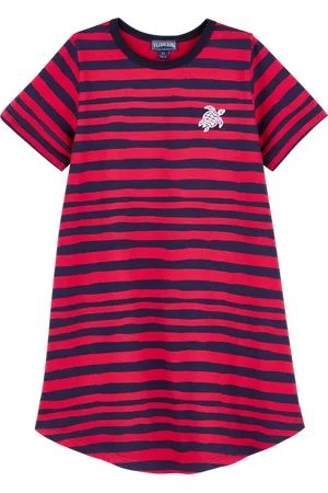 Vilebrequin Vestito Bambina In Cotone Biologico Turtles Stripes