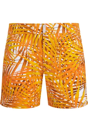 Vilebrequin Pantaloncini Mare Uomo Corti Elasticizzati Con Cintura Piatta Palm Leaves
