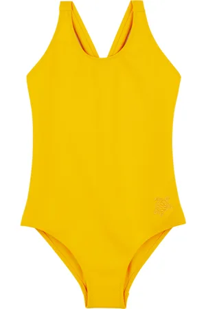 Vilebrequin Costume Intero Bambina Incrociato Sulla Schiena Tinta Unita