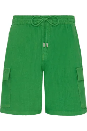 Vilebrequin Bermuda Cargo Uomo In Lino Tinta Unita