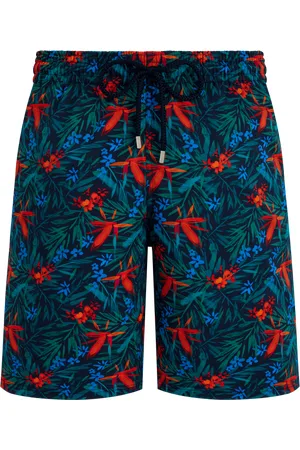 Vilebrequin Pantaloncini Mare Uomo Lunghi Elasticizzati Tropical Flowers