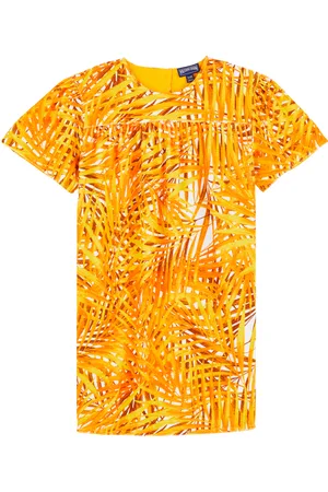 Vilebrequin Vestito Bambina In Spugna Di Cotone Palm Leaves