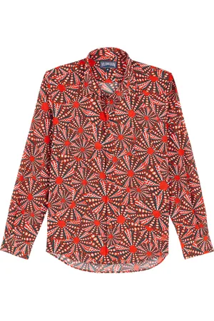 Vilebrequin Camicia Uomo Leggera In Voile Di Cotone Oursinades