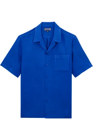 Vilebrequin Camicia Bowling Uomo In Lino Tinta Unita
