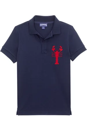Vilebrequin Polo Bambino In Cotone Ricamata Lobsters