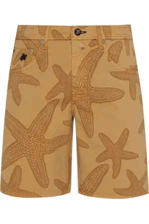 Vilebrequin Bermuda Uomo In Gabardine Con Stampa Starfish Darkening