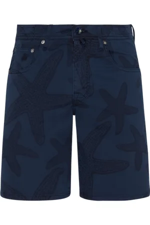 Vilebrequin Bermuda Uomo In Gabardine Con Stampa Starfish Darkening
