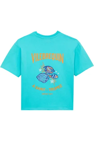 Vilebrequin T-shirt Bambino Con Logo E Pesce Gommato Sul Retro