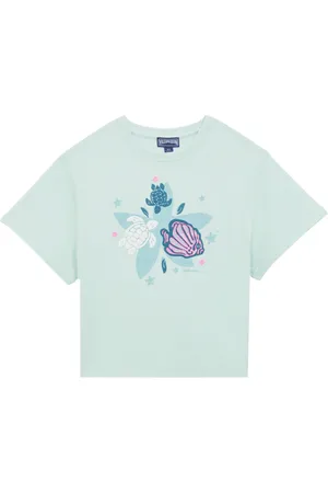 Vilebrequin T-shirt Bambina In Cotone Biologico Con Logo In Rilievo Turtle Fish