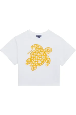 Vilebrequin T-shirt Bambina In Cotone Biologico Ricamata Turtle