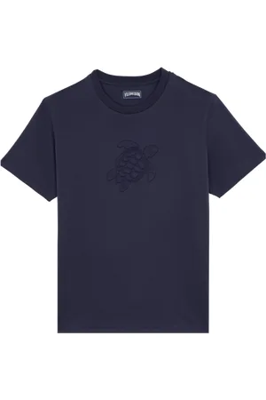 Vilebrequin T-shirt Uomo In Cotone Con Ricamo Tono Su Tono Turtle