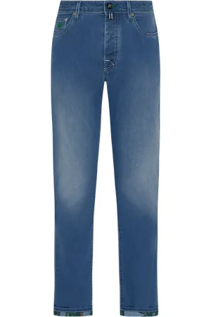 Vilebrequin Pantaloni Uomo In Denim A 5 Tasche Palms Offset