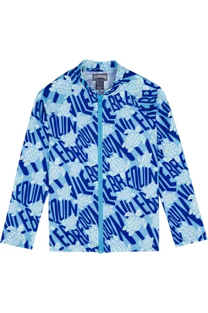 Vilebrequin Rash Guard Bambini A Maniche Lunghe Con Zip E Logo Ronde Des Tortues