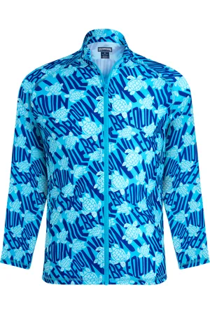 Vilebrequin Rash Guard Uomo A Maniche Lunghe Con Zip Ronde Des Tortues Logo