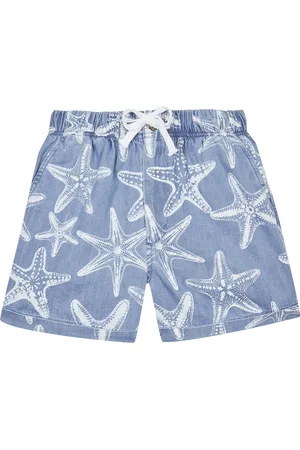 Vilebrequin Bermuda Bambino In Denim Leggero Con Stampa Starfish