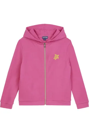 Vilebrequin Felpa Bambina Con Cappuccio E Zip Intera Ricamata Con Logo 3d