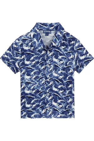 Vilebrequin Camicia Bambino In Cotone Requins All Over