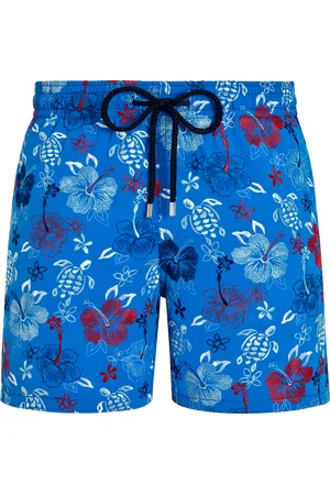 Vilebrequin Men Swim Shorts Embroidered Tropical Turtles