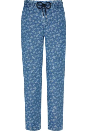 Vilebrequin Pantaloni Da Uomo In Denim Con Girovita Elasticizzato Micro Turtles
