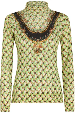 Etro Collo alto in seta e cashmere stampa floreale