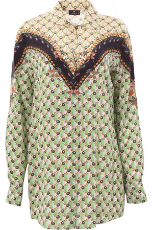 Etro Camicia floreale con bordatura in crepe de chine di seta