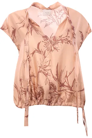 ALYSI Blusa dandy in seta stampata con coulisse