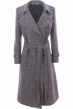 TAGLIATORE Cappotto trench in lana con applicazioni paillettes