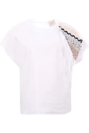ALYSI Blusa in popeline di cotone con applicazione