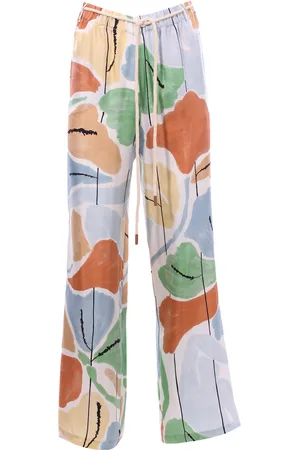 ALYSI Pantalone in seta stampata con cintura