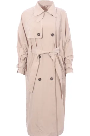 Brunello Cucinelli Trench in canvas techno con precious button tab