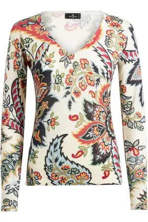 Etro Collo a v in cashmere e seta stampa paisley