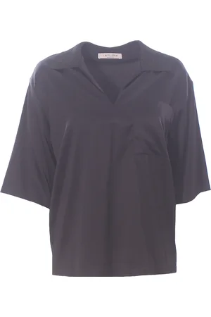 LA FILERIA Blusa in viscosa di seta collo lurex