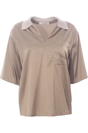 LA FILERIA Blusa in viscosa di seta collo lurex